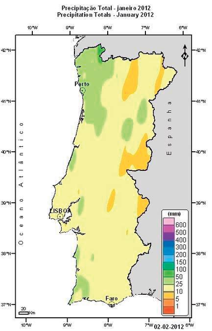 Mapas de precipitação de total de Janeiro a Setembro