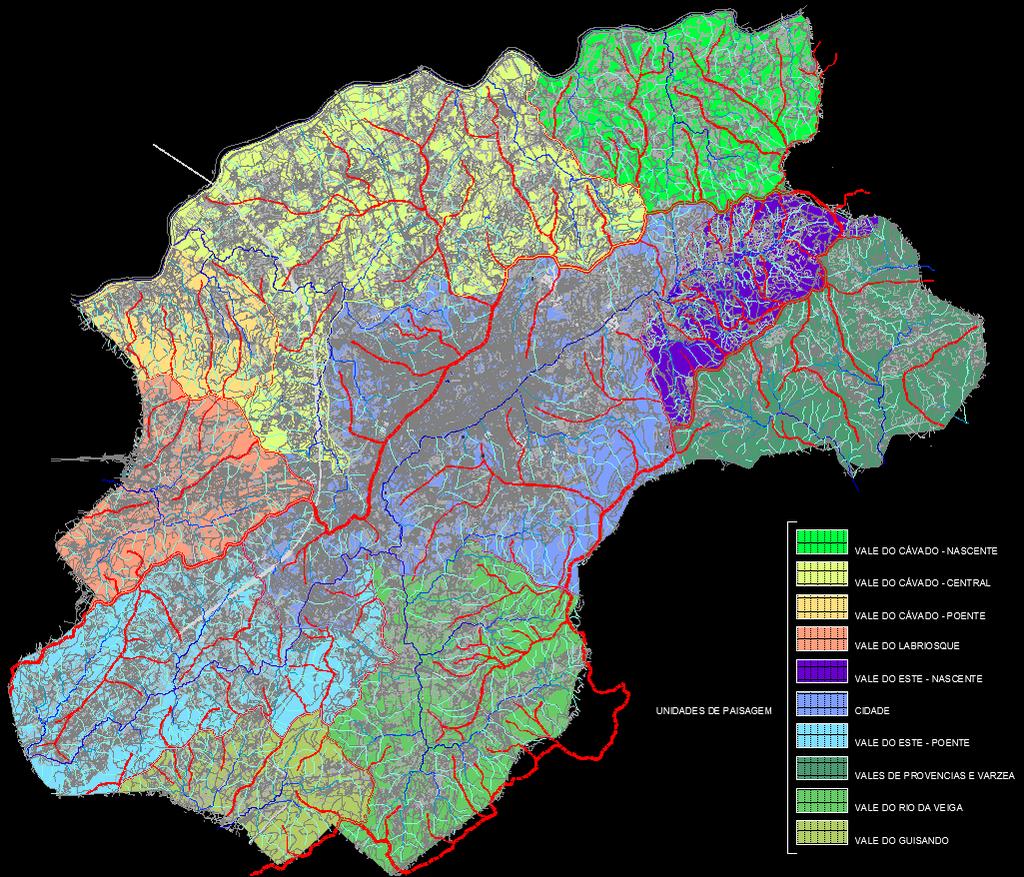 Com base numa análise sintetizada à configuração do terreno, às características de ocupação urbana e à utilização rural do solo, identificaram-se as áreas que apresentam características paisagísticas