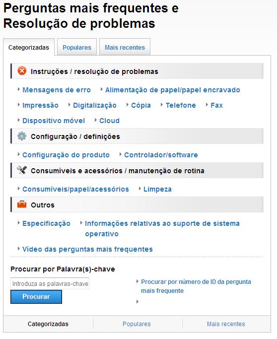 Se tiver dúvidas ou problemas, consulte a secção de perguntas frequentes (FAQ). Oferece várias formas de pesquisa.