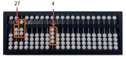 64 Multiplicação com três ou mais fatores Para efetuar cálculos com três ou mais fatores no soroban, devemos começar multiplicando os dois primeiros fatores e, em seguida, multiplica-se o produto