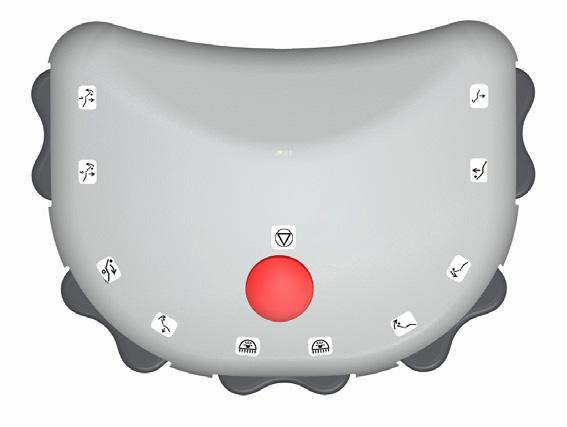 OPERAÇÃO DO EQUIPAMENTO Acoplado à cadeira com pedal de 11 funções Para ligar o refletor na luminosidade máxima acione o botão (04). Para desligá-lo, acione novamente.