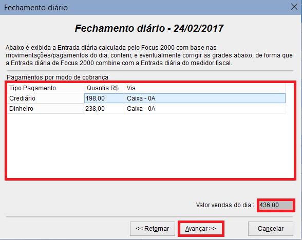 6 Na tela seguinte ficam os registros das vendas diárias e do valor recebido em cada uma dessas formas