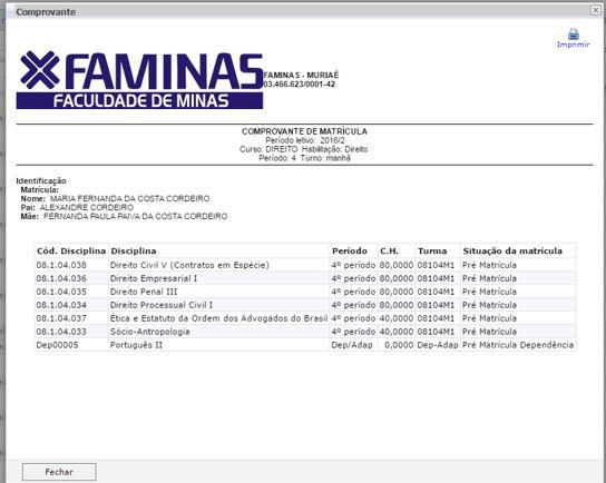 Cenário III Alunos com 7(sete) ou mais reprovações A MATRÍCULA NÃO ESTARÁ DISPONÍVEL NO PORTAL.