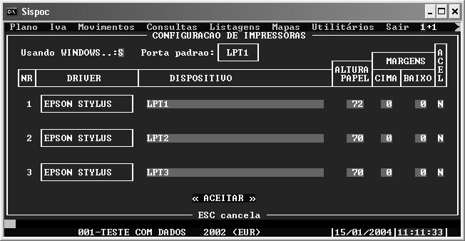 Configuração das aplicações SISGARBE - DOSPrinter Na configuração de impressoras existem dois passos que têm que ser efectuados: Fig. n. 14 1.