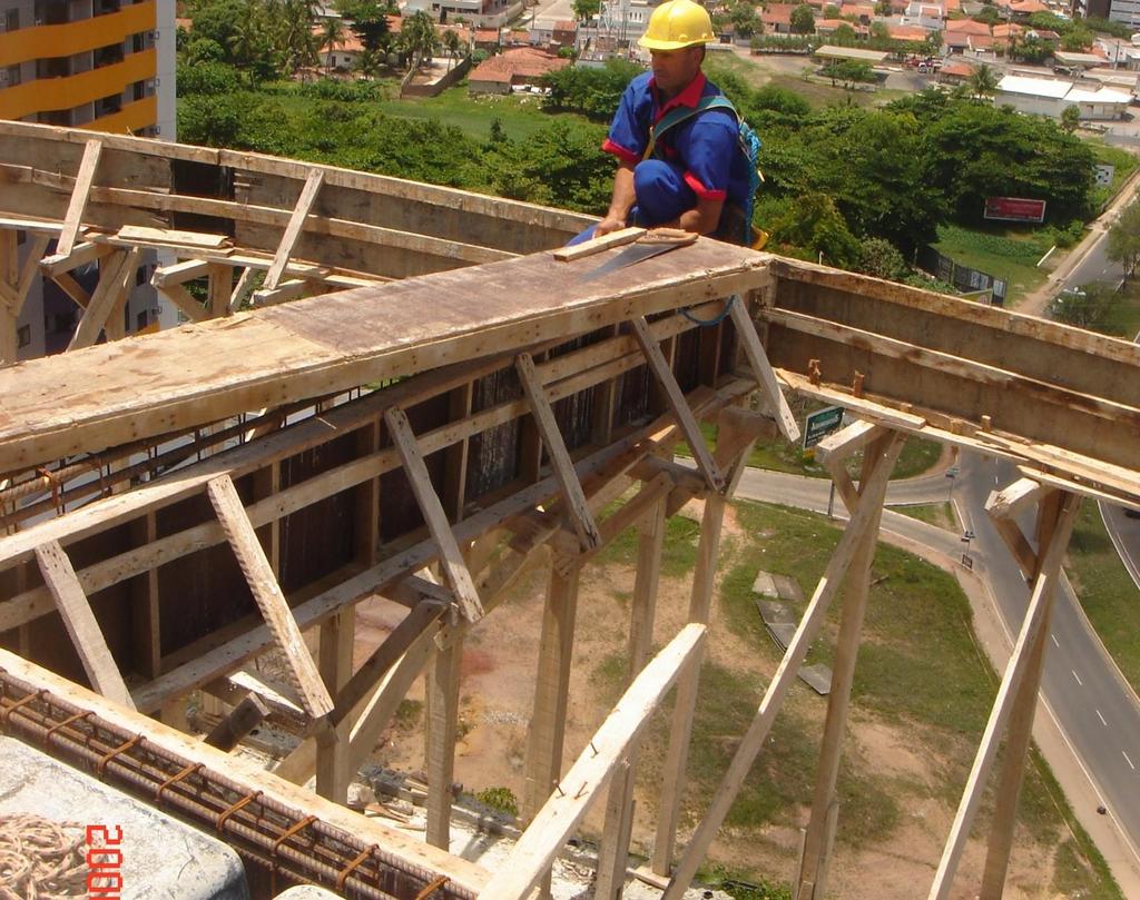 O trabalhador está com o cinto de segurança? Está fixado ao cabo guia?