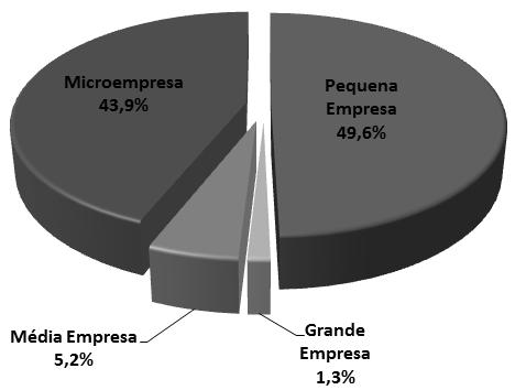 também no Gráfico 1, a grande maioria, 93,5% são classificadas como micro e pequenas empresas (ABES, 2014).