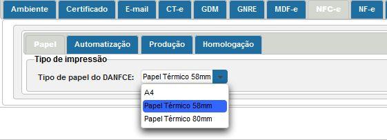 Obs; Aba Produção ( emitir notas com validade fiscal ) Aba Homologação ( emitir notas