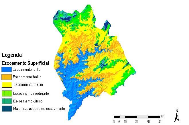 Tema 4 - Riscos naturais e a sustentabilidade dos territórios Figura 6 - Mapa indicando o potencial da drenagem em solos de Serra Talhada, município do semi-árido de Pernambuco.