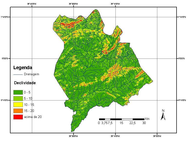domínios, que de acordo com o processamento dos dados no computador, foi gerado o mapa das áreas propensas a maior escoamento superficial (Figura 7).