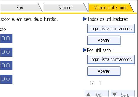 Para limpar os contadores de utilização do volume de impressão apenas dos utilizadores seleccionados, seleccione os utilizadores cujos contadores pretende limpar e, em