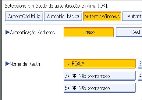 Seleccione o realm de autenticação Kerberos e avance para o passo 9.