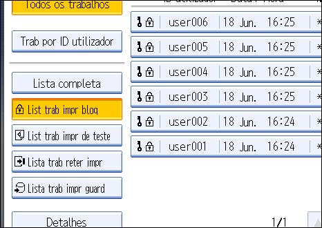 Para imprimir os ficheiros de impressão bloqueada é necessária a palavra-passe. Se não introduzir a palavra- -passe correcta não é possível imprimir os ficheiros.