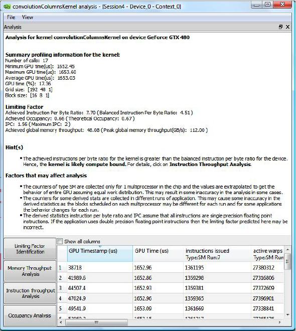 Figura 18: Visual Profiler -