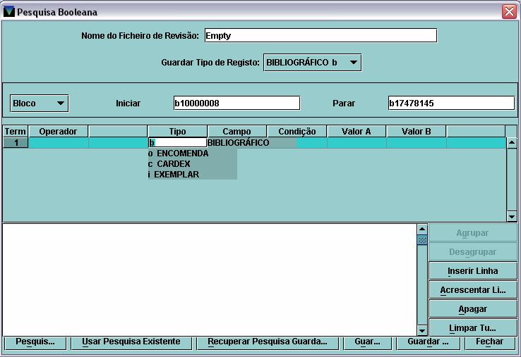 b) Introdução dos elementos - colocar o cursor na célula vazia 3 ; - premir a barra de espaços, para ver os tipos de registo