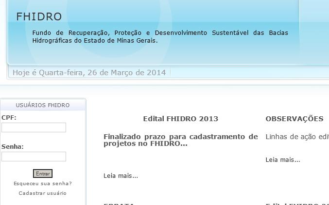 Sistema de cálculo da Cobrança pelo uso da Água (Siscob) Sistema de Solicitação de