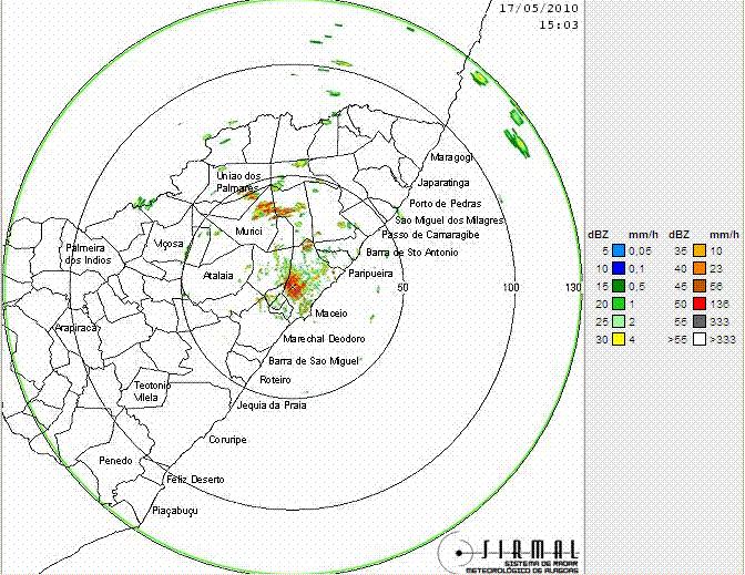 dimensões das gotas de chuva. Através da análise de dbz, é possível classificar a precipitação como fraca, moderada, forte ou extrema.