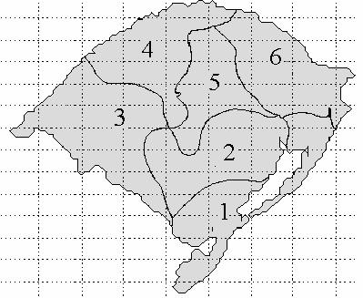53 4.3 Regiões homogêneas do Rio Grande do Sul para a precipitação pluvial.