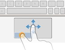Para arrastar e soltar 1 Mova um dedo na zona ativa para localizar o ponteiro, em seguida, mova-o para o item que você deseja selecionar. 2 Pressione por um tempo a zona do botão esquerdo.