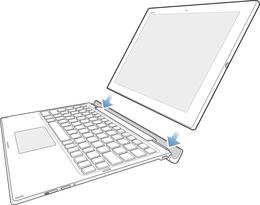 Para emparelhar automaticamente o teclado com o tablet usando o NFC 1 Tablet: Certifique-se de que a função NFC está ativada e de que a tela está ativa e desbloqueada.