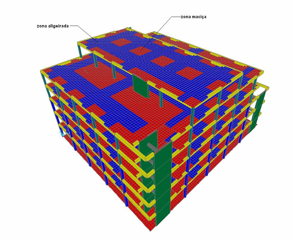 4.4.1. LAJES FUNGIFORMES COM PAREDES TIPO FRAME O modelo tipo frame utilizado para a verificação do comportamento estrutural do edifício é igual ao modelo tipo frame descrito para a solução A.