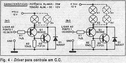 Para a excitação de cargas de potência mais elevada, como é o caso das lâmpadas incandescentes, pode-se acoplar de maneira adequada os circuitos excitadores que poderão atuar tanto com corrente