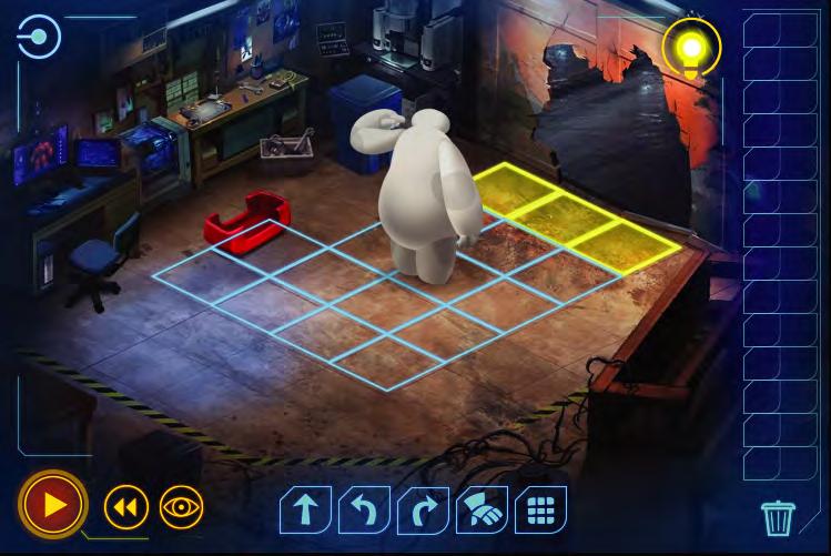 Os níveis do Code Baymax O jogo é organizado em níveis, o que permite ao jogador se focar na resolução de cada desafio, procurando diversas soluções para cada desafio e obtendo vitórias.