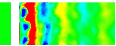 O comprimento de onda da instabilidade vista em planta é 4D. As visualizações dos experimentos de Williamson são mostradas na figura 14(a) e tem o comprimento similar ao das simulações.
