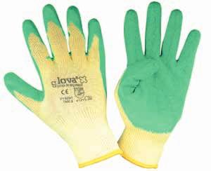 3 Guante en algodón, con revestimiento en látex rugoso verde na palma y punta de los dedos.