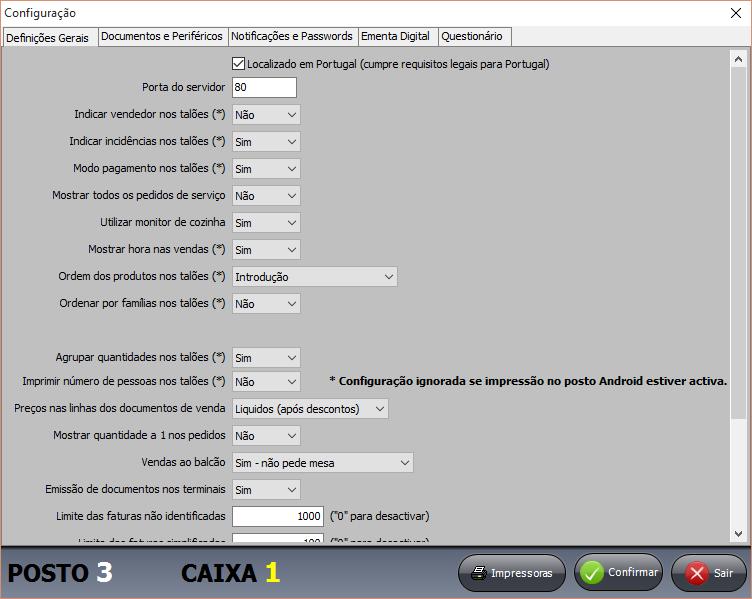 4 4 No separador Definições Gerais, acede às seguintes configurações como poderá verificar na imagem em baixo: Porta do Servidor: Esta opção permite-lhe alterar a porta de ligação ao ZS Rest APP;