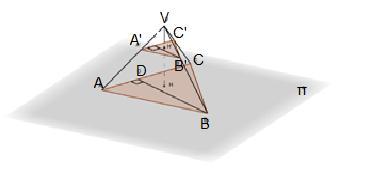 4.3 Pirâmide Considere um tetraedro seccionado por um plano paralelo a sua base e os tetraedros assim obtidos, VABC e V A B C (Figura 46).