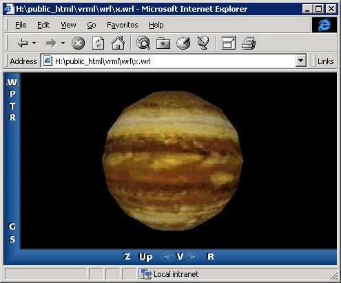 Texture Shape { geometry Sphere { appearance Appearance { texture ImageTexture { url jupiter.