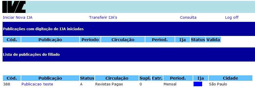 Página inicial Após o login, o associado poderá visualizar a página inicial de trabalho, conforme mostra a fig.