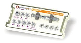 Instrumentais Protéticos Estojo Protético Broca / Fresa Fabricada em aço inoxídavel cirúrgico endurecido termicamente evestidas com DLC (Diamond Like Carbon) Vantagens deste revestimento: edução de