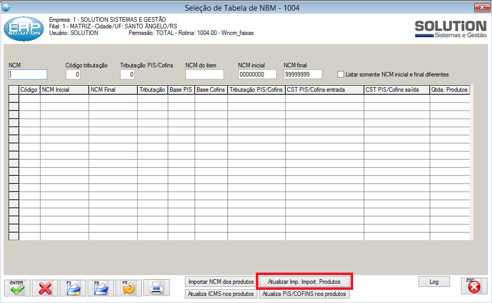 Jessica Pinheiro 16/05/2016 11/18 Menu Especial => Parâmetros => Parâmetros - Classes (99900): Para controlar se o campo para informação do Imposto de Importação será habilitado no cadastro da NCM -