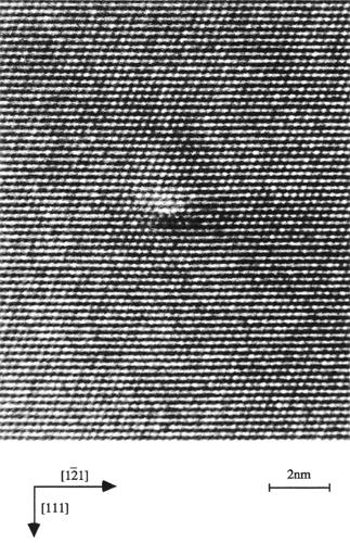 Observação microscópica de defeitos HR TEM image of a dislocation in TiAl.