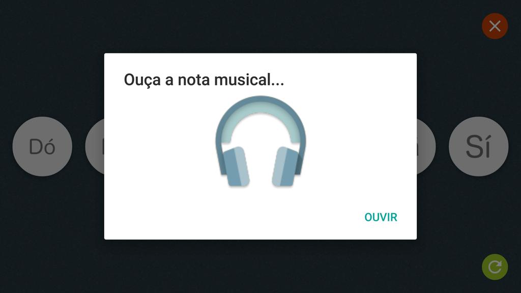 V Congresso Brasileiro de Informática na Educação (CBIE 2016) Figura 1. a) tela para ouvir a nota musical; b) tela para escolher a nota musical.