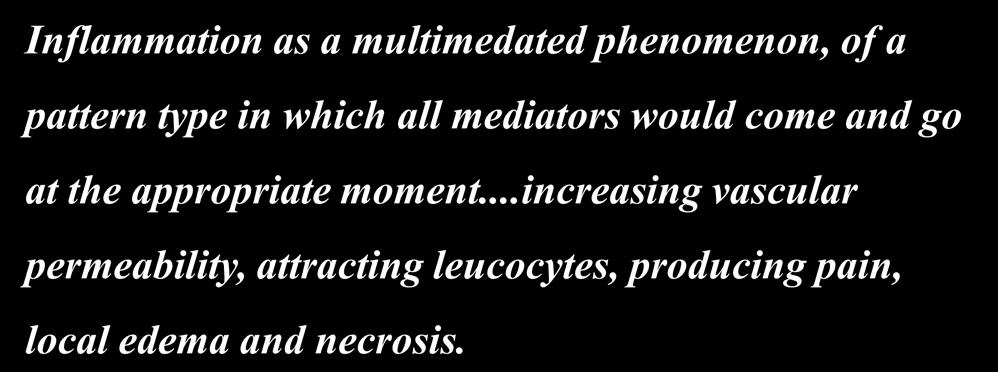 Inflammation as a multimedated phenomenon, of a pattern type in which all