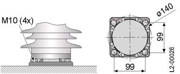 isolador, (incluído no fornecimento), dos pinos de fixação M12 x 10. Fixar os três isoladores [Fig.