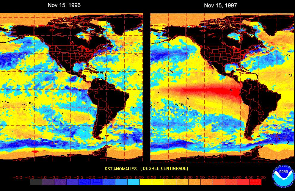 AVHRR Anomalias da Temperatura da Superfície