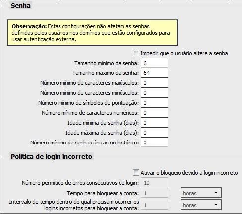 2.2.3. Segurança O Zimbra por padrão só traz como medida de segurança a opção de tamanho de senha, de no mínimo 6 caracteres e no máximo 64 e sem restrição alguma destes.