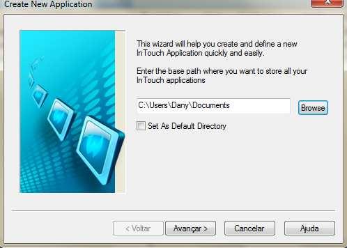 Abra o Intouch Aparecerá o gerenciador de aplicativos, selecione o botão NEW ou File/New, em seguida clique em avançar.