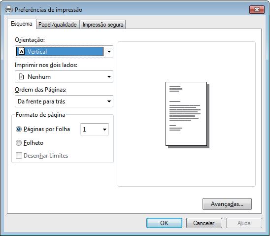 Página inicial > Imprimir > Imprimir a partir do computador (Windows ) > Imprimir um documento com o controlador da impressora BR-Script3 (emulação de linguagem PostScript 3 ) (Windows ) Imprimir um