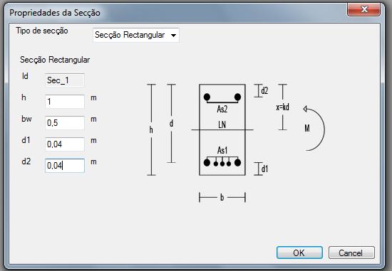 7.2 Verificação do exemplo 1 recorrendo ao programa de cálculo 7.2.1 Definição do modelo de cálculo 1- Definir os materiais de projecto C20/25 A 400 botão como indicado na figura Figura 7.