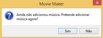 automática de transições, efeitos e título numa página inicial, perguntando ainda se pretende adicionar música de fundo.