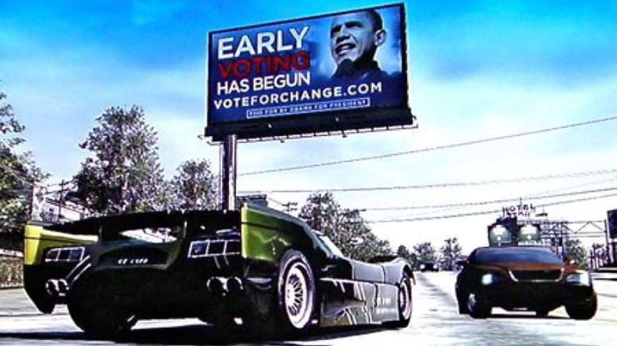 40 Uma curiosidade o Presidente Barack Obama foi o primeiro candidato a fazer campanha à presidência dos Estados Unidos, ao comprar espaço em um outdoor do game Burnout Paradise em novembro de 2008.