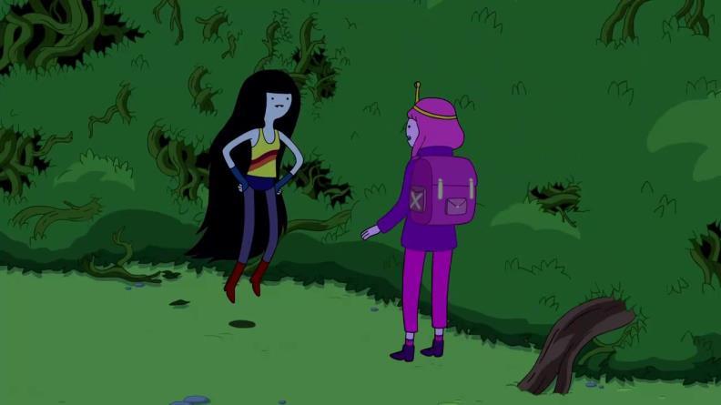 Fig. 1: Marceline e Princesa Jujuba discorrem sobre como adentrar os domínios da casa da bruxa. Fonte: reprodução, Hora de Aventura, Cartoon Network 2.