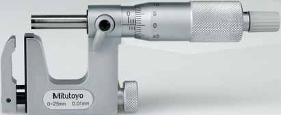Micrômetros para Medições Especiais Série 117 Tipo analógico com batente intecambiável Para medições de altura, espessura de tubo, cilindros e dimensões em lugares de díficil acesso.
