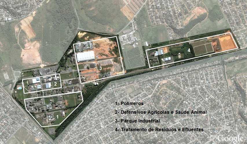 Basicamente, o Complexo Belford Roxo é dividido em: Fábricas Bayer, Parque Industrial e Área de Tratamento de Resíduos.