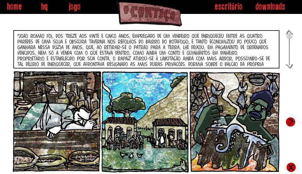 3.3.1 O cortiço Figura 13 Texto e ilustrações 17. Na figura anterior, existe um menu de navegação global no topo.