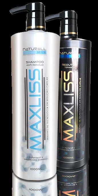 Kit Maxliss SHAMPOO MAXLISS 1L O Shampoo Antirresíduo MAXLISS foi desenvolvido para limpar profundamente os fios e eliminar os resíduos dos cabelos sem danificá-los, preparando os fios para o